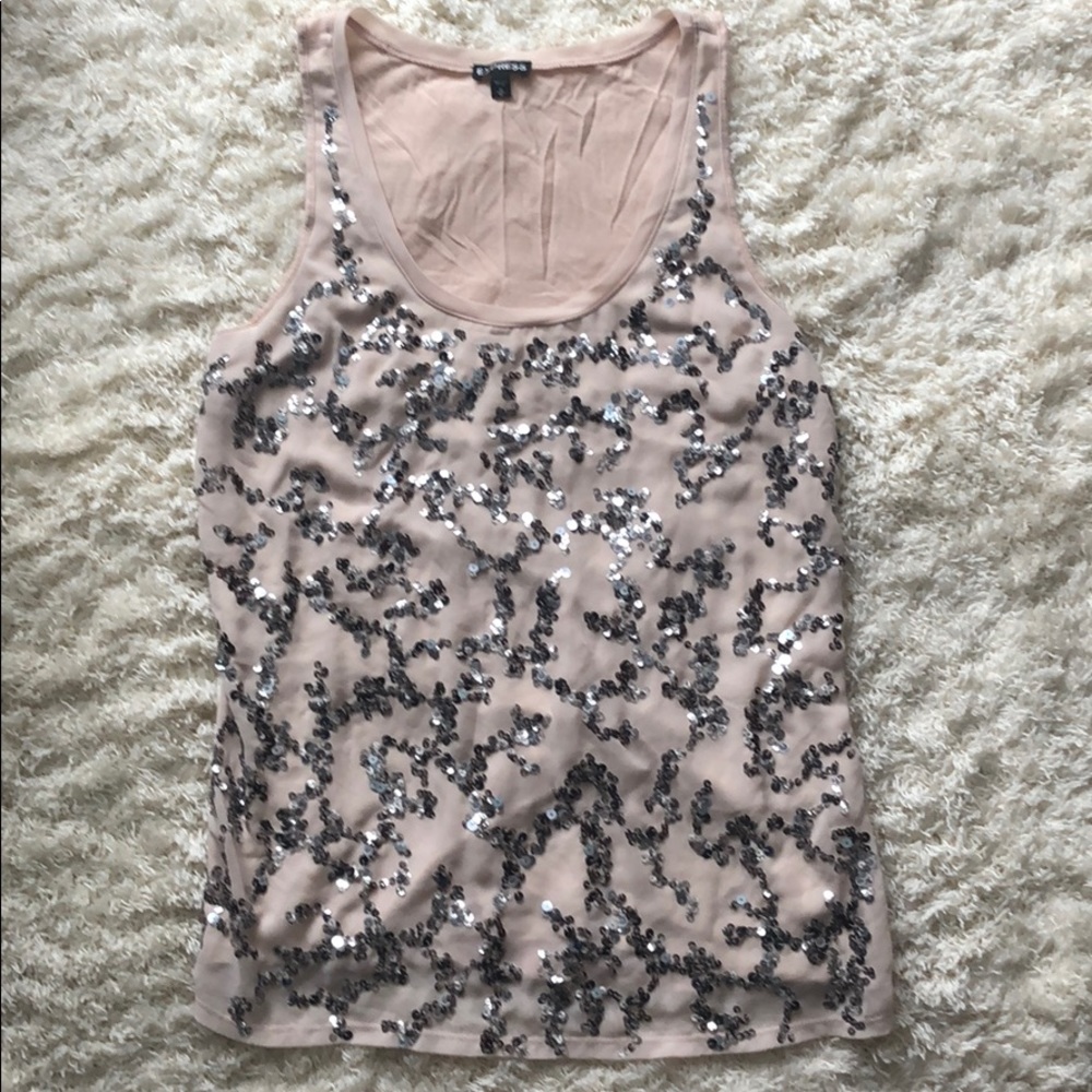 EXPRESS glitter tank top cream blouse